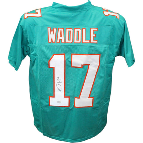 Jaylen Waddle Autographed/Signed Pro Style Teal Jersey Beckett 43443