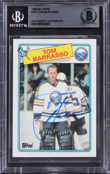 Sabres Tom Barrasso Authentic Signed 1988 Topps #107 Card BAS Slabbed