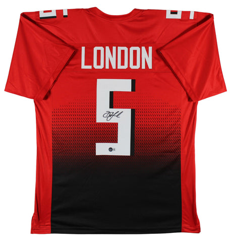 Drake London Authentic Signed Red Pro Style Jersey Autographed BAS Witnessed
