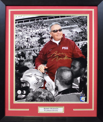 BOBBY BOWDEN SIGNED FLORIDA STATE SEMINOLES FINAL GAME 16x20 FRAMED PHOTO