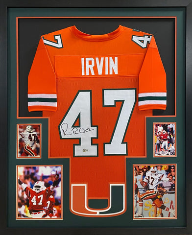 Michael Irvin Autographed Signed Framed Miami Hurricanes Cowboys Jersey BECKETT