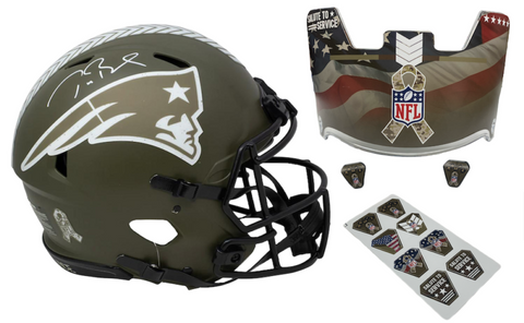 Tom Brady Autographed Patriots Military Ribbon Speed Authentic Helmet Fanatics