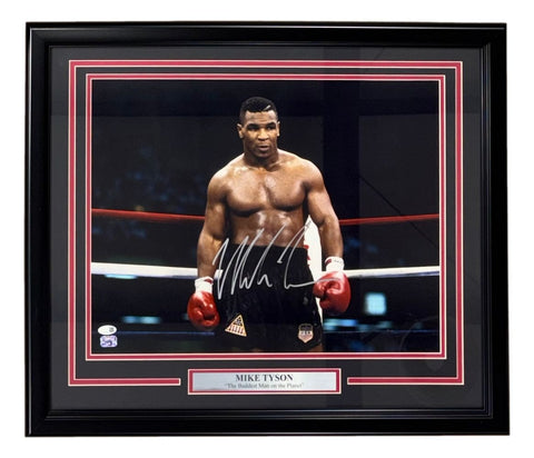 Mike Tyson Signed Framed 16x20 Stare Boxing Photo JSA QR Hologram