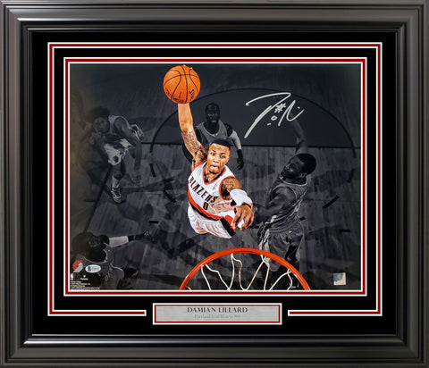 DAMIAN LILLARD AUTOGRAPHED FRAMED 16X20 PHOTO TRAIL BLAZERS BECKETT 197156
