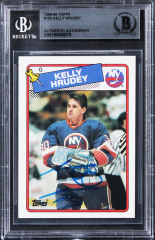 Islanders Kelly Hrudey Authentic Signed 1988 Topps #155 Card BAS Slabbed