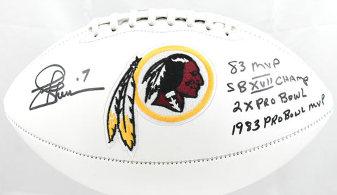 Joe Theismann Autographed Washington Redskins Logo Football 4 Insc.- Beckett W