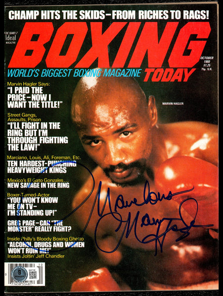 Marvelous Marvin Hagler Autographed Signed Magazine Beckett BAS QR #BM37196