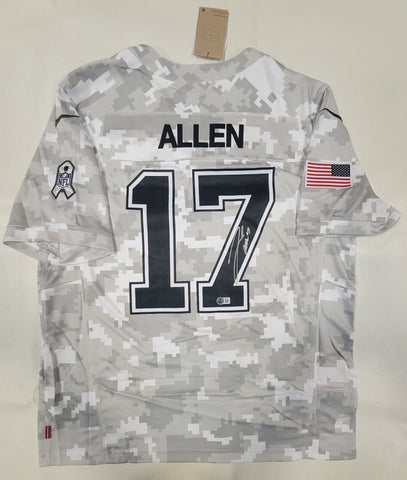 JOSH ALLEN SIGNED BUFFALO BILLS NIKE STS 2024 ARCTIC CAMO XL JERSEY BECKETT QR