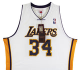 Lakers Shaquille O'Neal Signed White M&N 02-03 TB HWC Swingman Jersey BAS Wit