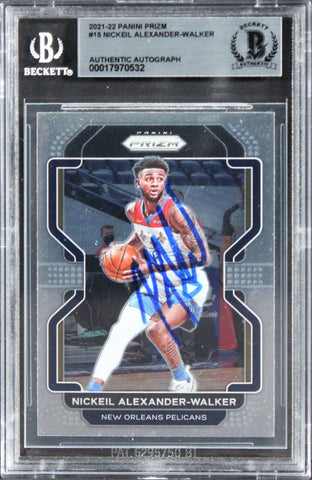 Pelicans Nickeil Alexander-Walker Signed 2021 Panini Prizm #15 Card BAS Slabbed