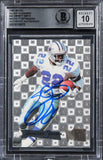 Cowboys Emmitt Smith Signed 1995 Metal Silver Flashers #42 Card Auto 10 BAS Slab