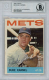 Duke Carmel Autographed 1964 Topps #44 Trading Card Beckett Slab 38472