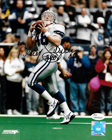 Darryl Moose Johnston Autographed Dallas Cowboys 8x10 Photo JSA Wittnessed