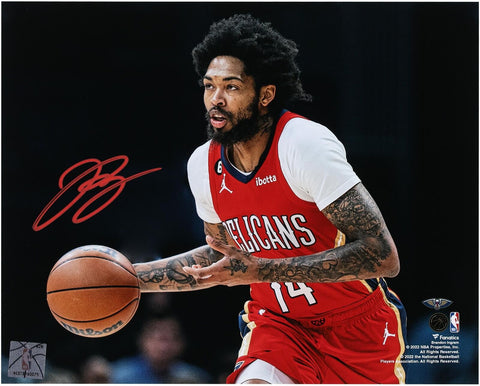 Brandon Ingram New Orleans Pelicans Signed 8x10 Dribbling in Red Photo