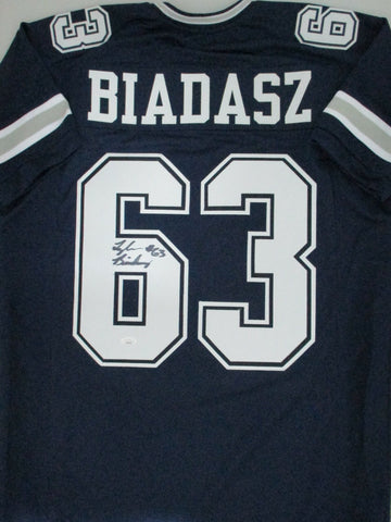 Cowboys Center TYLER BIADASZ Signed Custom Replica Navy Jersey AUTO - JSA