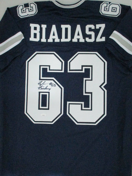 Cowboys Center TYLER BIADASZ Signed Custom Replica Navy Jersey AUTO - JSA