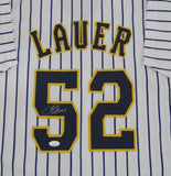 Brewers Pitcher ERIC LAUER Signed Custom Replica Pinstripe Jersey AUTO - JSA