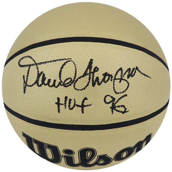 David Thompson Signed Wilson Gold NBA Basketball w/HOF'96 - (SCHWARTZ COA)