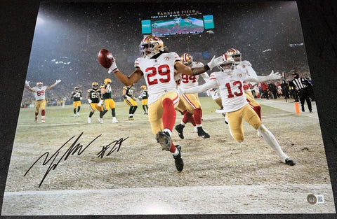 TALANOA HUFANGA SIGNED AUTOGRAPHED SAN FRANCISCO 49ERS 16x20 PHOTO BECKETT