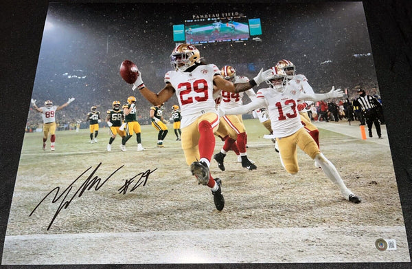 TALANOA HUFANGA SIGNED AUTOGRAPHED SAN FRANCISCO 49ERS 16x20 PHOTO BECKETT