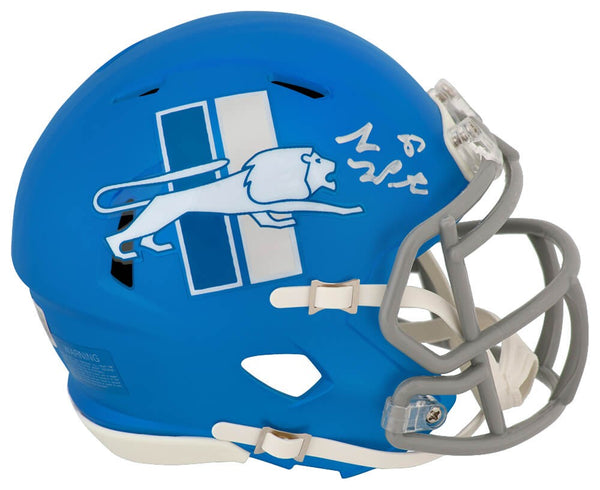 Sam LaPorta Signed Lions 2023 Alt Blue Riddell Speed Mini Helmet -(BECKETT COA)