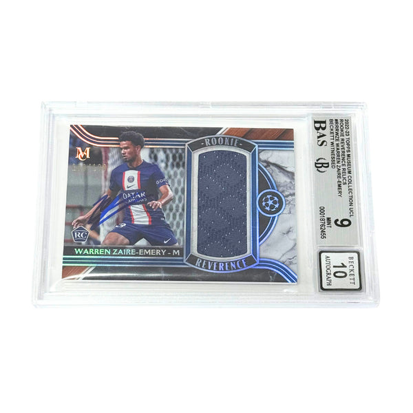 Warren Zaire-Emery Signed 2022 Topps Museum UCL Rookie Relics /199 - BGS 9