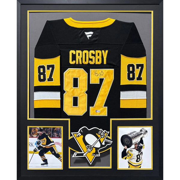 Sidney Crosby Autographed Signed Framed Black Penguins Jersey BECKETT