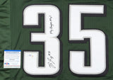 Boston Scott Signed Philadelphia Eagles Jersey Inscribd Fly Eagles Fly (PSA COA)