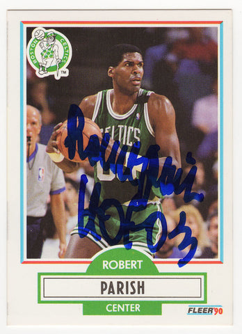 Robert Parish Signed Celtics 1990-91 Fleer Basketball Trading Card #13 -(SS COA)