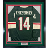 Framed Signed Joel Eriksson Ek 35x39 Minnesota Green Jersey Beckett BAS COA