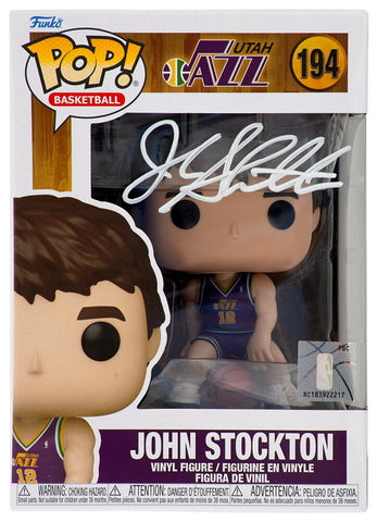 John Stockton Signed Utah Jazz NBA Funko Pop Doll #194 - (SCHWARTZ SPORTS COA)