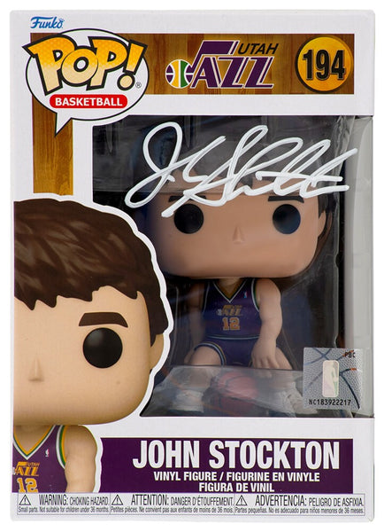 John Stockton Signed Utah Jazz NBA Funko Pop Doll #194 - (SCHWARTZ SPORTS COA)