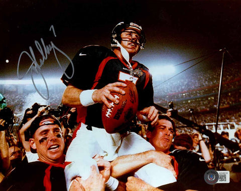 John Elway Autographed/Signed Denver Broncos 8x10 Photo Beckett 51115