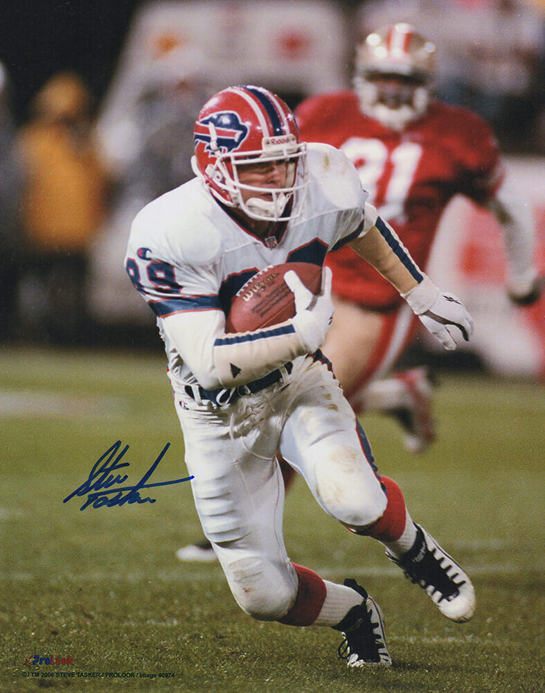 Stephen Tasker Steve Tasker Signed Buffalo Bills Running vs 49ers 8x10 Photo - (SCHWA ...