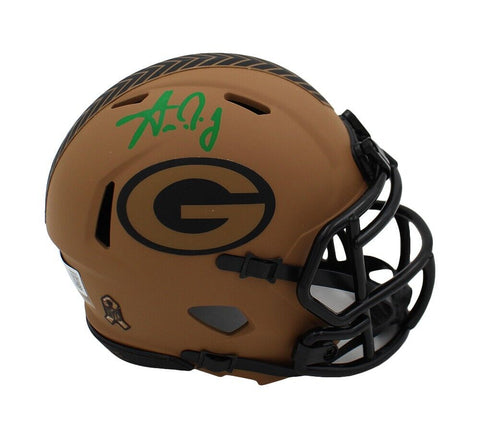 Aaron Jones Signed Green Bay Packers Speed Salute to Service 2 NFL Mini Helmet
