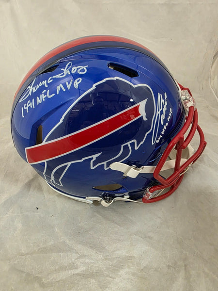 JOSH ALLEN & THURMAN THOMAS "MVP" SIGNED BILLS FLASH AUTHENTIC HELMET BECKETT