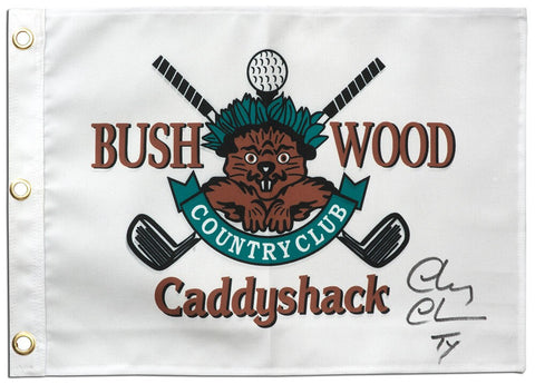 Chevy Chase Signed Caddyshack Bushwood 18x13 Golf Pin Flag w/Ty - (SCHWARTZ COA)