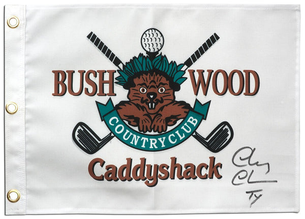 Chevy Chase Signed Caddyshack Bushwood 18x13 Golf Pin Flag w/Ty - (SCHWARTZ COA)