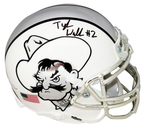 TYLAN WALLACE AUTOGRAPHED OKLAHOMA STATE COWBOYS CHROME MINI HELMET BECKETT