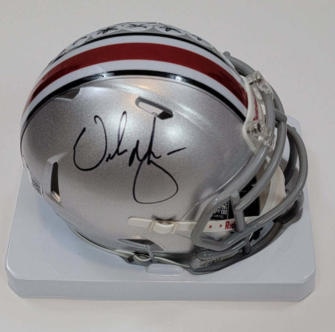 Urban Meyer Autographed Ohio State Riddell Speed Mini Helmet Beckett Witnessed