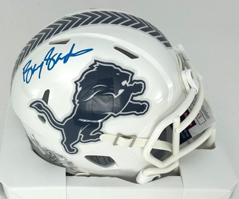 Lions BARRY SANDERS Signed Riddell 2024 SALUTE Speed Mini Helmet AUTO - JSA