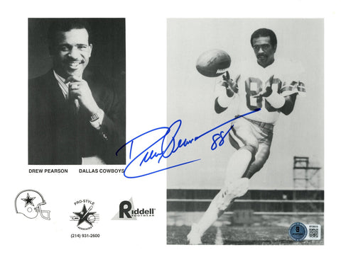 Drew Pearson Autographed Dallas Cowboys 8x10 Photo B&W Beckett 56799