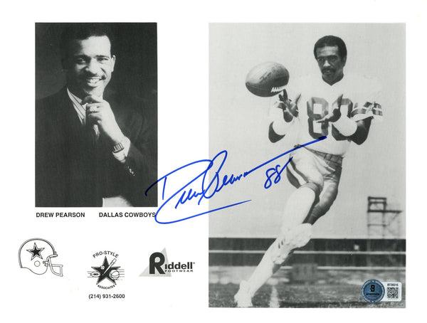 Drew Pearson Autographed Dallas Cowboys 8x10 Photo B&W Beckett 56799