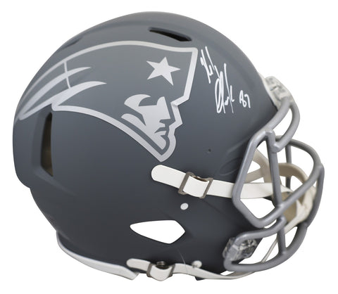Patriots Rob Gronkowski Signed Slate Full Size Speed Proline Helmet BAS Witness