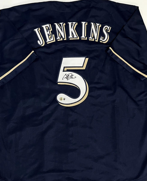 Brewers Outfielder GEOFF JENKINS Signed Custom Replica NAVY Jersey AUTO - BAS