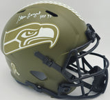 Steve Largent Autographed Seahawks Full Size Salute to Service Helmet Beckett