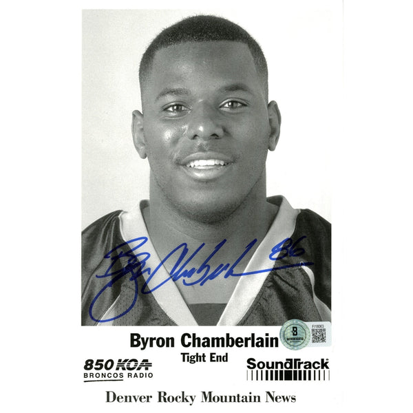 Byron Chamberlain Autographed/Signed Denver Broncos 5.5x8.5 Photo Beckett 59234