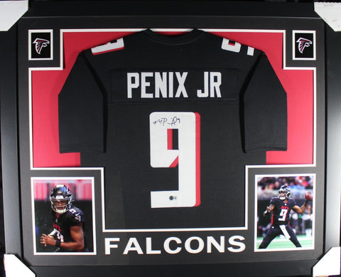 MICHAEL PENIX JR (Falcons black SKYLINE) Signed Autograph Framed Jersey Beckett