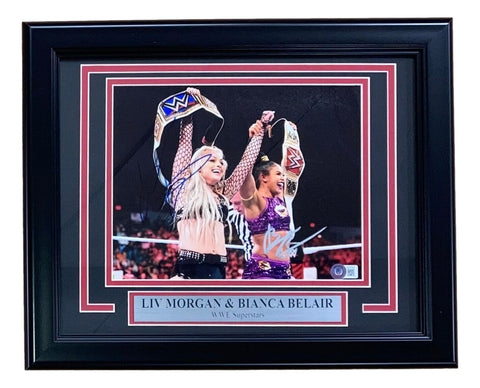 Biance Belair Liv Morgan Signed Framed 8x10 WWE Women's Champions Photo BAS
