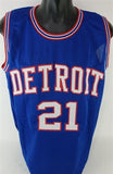 Dave Bing Signed Detroit Piston Photo Jersey Inscribed H.O.F 1990 (JSA COA)